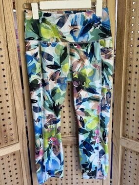 RBX Watercolor Floral Leggings High Rise Yoga Pants Soft Stretch M